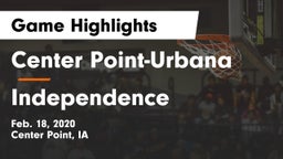 Center Point-Urbana  vs Independence  Game Highlights - Feb. 18, 2020