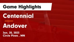Centennial  vs Andover  Game Highlights - Jan. 20, 2023