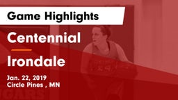 Centennial  vs Irondale  Game Highlights - Jan. 22, 2019