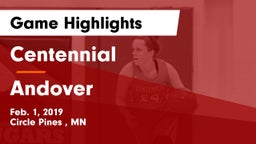 Centennial  vs Andover  Game Highlights - Feb. 1, 2019
