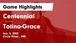 Centennial  vs Totino-Grace  Game Highlights - Jan. 5, 2022