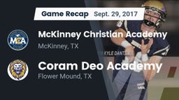 Recap: McKinney Christian Academy vs. Coram Deo Academy  2017