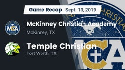 Recap: McKinney Christian Academy vs. Temple Christian  2019