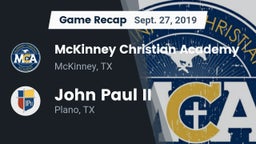 Recap: McKinney Christian Academy vs. John Paul II  2019