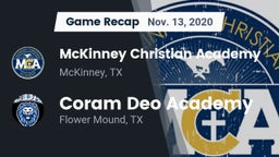 Recap: McKinney Christian Academy vs. Coram Deo Academy  2020