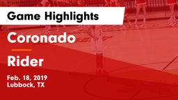 Coronado  vs Rider  Game Highlights - Feb. 18, 2019