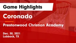 Coronado  vs Prestonwood Christian Academy Game Highlights - Dec. 30, 2021