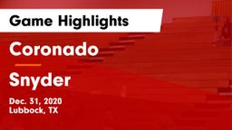 Coronado  vs Snyder  Game Highlights - Dec. 31, 2020