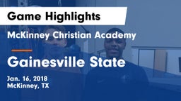 McKinney Christian Academy vs Gainesville State  Game Highlights - Jan. 16, 2018