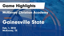 McKinney Christian Academy vs Gainesville State  Game Highlights - Feb. 1, 2018