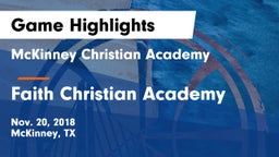 McKinney Christian Academy vs Faith Christian Academy Game Highlights - Nov. 20, 2018