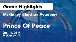 McKinney Christian Academy vs Prince Of Peace Game Highlights - Jan. 11, 2019