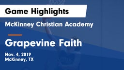 McKinney Christian Academy vs Grapevine Faith Game Highlights - Nov. 4, 2019