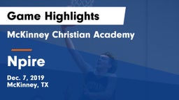 McKinney Christian Academy vs Npire Game Highlights - Dec. 7, 2019