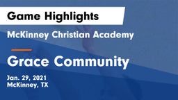 McKinney Christian Academy vs Grace Community  Game Highlights - Jan. 29, 2021