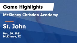 McKinney Christian Academy vs St. John  Game Highlights - Dec. 30, 2021