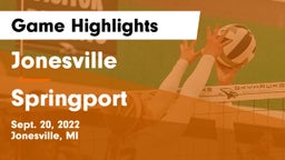 Jonesville  vs Springport Game Highlights - Sept. 20, 2022