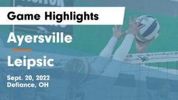 Ayersville  vs Leipsic  Game Highlights - Sept. 20, 2022