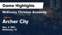 McKinney Christian Academy vs Archer City  Game Highlights - Dec. 2, 2021