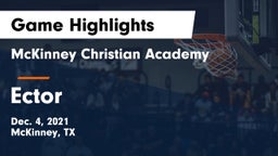 McKinney Christian Academy vs Ector   Game Highlights - Dec. 4, 2021