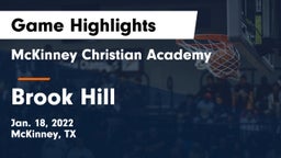 McKinney Christian Academy vs Brook Hill   Game Highlights - Jan. 18, 2022