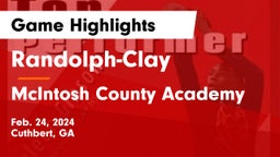 Randolph-Clay  vs McIntosh County Academy Game Highlights - Feb. 24, 2024