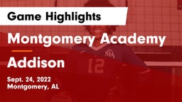 Montgomery Academy  vs Addison  Game Highlights - Sept. 24, 2022