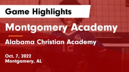 Montgomery Academy  vs Alabama Christian Academy  Game Highlights - Oct. 7, 2022