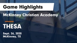 McKinney Christian Academy vs THESA Game Highlights - Sept. 26, 2020