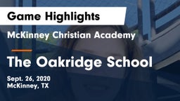 McKinney Christian Academy vs The Oakridge School Game Highlights - Sept. 26, 2020