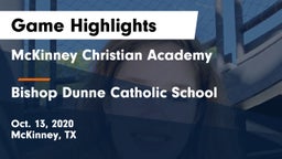 McKinney Christian Academy vs Bishop Dunne Catholic School Game Highlights - Oct. 13, 2020