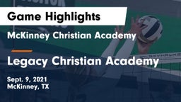 McKinney Christian Academy vs Legacy Christian Academy  Game Highlights - Sept. 9, 2021