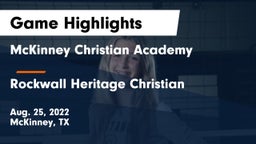 McKinney Christian Academy vs Rockwall Heritage Christian  Game Highlights - Aug. 25, 2022