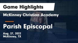 McKinney Christian Academy vs Parish Episcopal  Game Highlights - Aug. 27, 2022