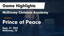 McKinney Christian Academy vs Prince of Peace  Game Highlights - Sept. 27, 2022
