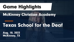 McKinney Christian Academy vs Texas School for the Deaf Game Highlights - Aug. 18, 2023