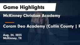 McKinney Christian Academy vs Coram Deo Academy (Collin County  Plano Campus) Game Highlights - Aug. 24, 2023