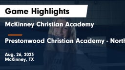 McKinney Christian Academy vs Prestonwood Christian Academy - North  Game Highlights - Aug. 26, 2023