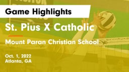 St. Pius X Catholic  vs Mount Paran Christian School Game Highlights - Oct. 1, 2022