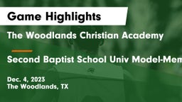 The Woodlands Christian Academy vs Second Baptist School Univ Model-Memorial campus Game Highlights - Dec. 4, 2023