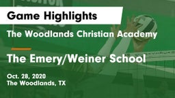 The Woodlands Christian Academy  vs The Emery/Weiner School  Game Highlights - Oct. 28, 2020