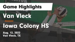 Van Vleck  vs Iowa Colony HS Game Highlights - Aug. 12, 2022