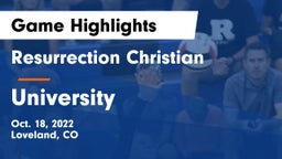 Resurrection Christian  vs University  Game Highlights - Oct. 18, 2022
