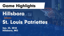 Hillsboro  vs St. Louis Patriettes Game Highlights - Jan. 23, 2018