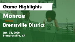 Monroe  vs Brentsville District  Game Highlights - Jan. 31, 2020