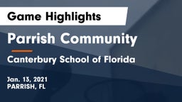 Parrish Community  vs Canterbury School of Florida Game Highlights - Jan. 13, 2021