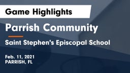 Parrish Community  vs Saint Stephen's Episcopal School Game Highlights - Feb. 11, 2021