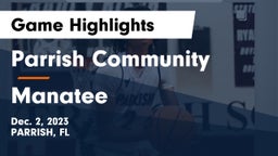 Parrish Community  vs Manatee  Game Highlights - Dec. 2, 2023