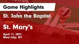 St. John the Baptist  vs St. Mary's  Game Highlights - April 11, 2021