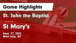 St. John the Baptist  vs St Mary's  Game Highlights - Sept. 27, 2022